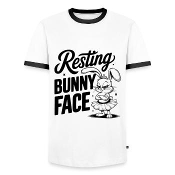 Resting Bunny Face - Men's Ringer Shirt - white/black - Front - AI Model Female 172 light (172cm) & AI Model Male 178 dark (178cm)