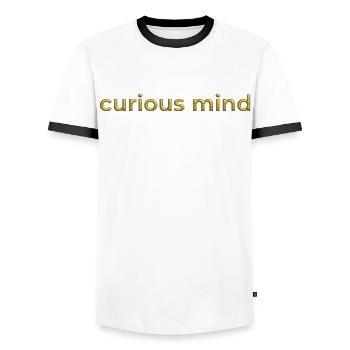 curious mind gold 3d schrift positive mindset - Männer Kontrast-T-Shirt - Weiß/Schwarz - Vorne - AI Model Female 172 light (172cm) & AI Model Male 178 dark (178cm)