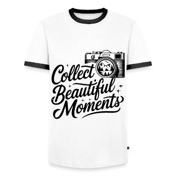 COLLECTIONNEZ LES BEAUX MOMENTS - T-shirt contrasté Homme - blanc/noir - Devant - AI Model Female 172 light (172cm) & AI Model Male 178 dark (178cm)