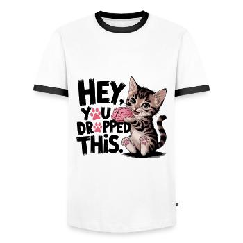Hé, tu as laissé tomber ça - T-shirt contrasté Homme - blanc/noir - Devant - AI Model Female 172 light (172cm) & AI Model Male 178 dark (178cm)
