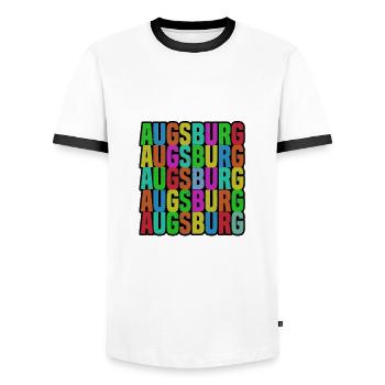 Augsburg - Männer Kontrast-T-Shirt - Weiß/Schwarz - Vorne - AI Model Female 172 light (172cm) & AI Model Male 178 dark (178cm)