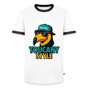 Toucany Style - Men's Ringer Shirt - white/black - Front - AI Model Female 172 light (172cm) & AI Model Male 178 dark (178cm)
