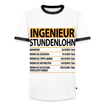 Ingenieur Witzige Lustige Sprüche Stundenlohn - Männer Kontrast-T-Shirt - Weiß/Schwarz - Vorne - AI Model Female 172 light (172cm) & AI Model Male 178 dark (178cm)