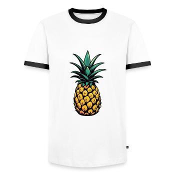 Ananas - Männer Kontrast-T-Shirt - Weiß/Schwarz - Vorne - AI Model Female 172 light (172cm) & AI Model Male 178 dark (178cm)