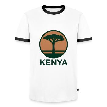 Kenya Baum rund - Männer Kontrast-T-Shirt - Weiß/Schwarz - Vorne - AI Model Female 172 light (172cm) & AI Model Male 178 dark (178cm)