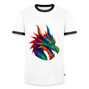 WPAP Stil Tiere - Drache - Männer Kontrast-T-Shirt - Weiß/Schwarz - Vorne - AI Model Female 172 light (172cm) & AI Model Male 178 dark (178cm)