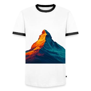 WPAP Style - Matterhorn, Mountain Switzerland - Men's Ringer Shirt - white/black - Front - AI Model Female 172 light (172cm) & AI Model Male 178 dark (178cm)