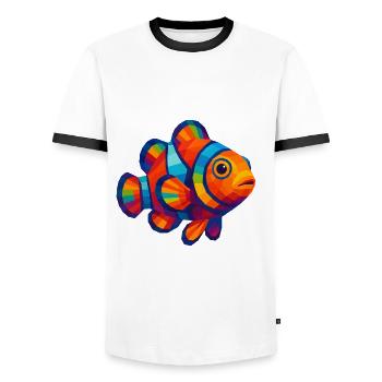 WPAP Polygon Stil Tiere - Clownfisch - Männer Kontrast-T-Shirt - Weiß/Schwarz - Vorne - AI Model Female 172 light (172cm) & AI Model Male 178 dark (178cm)