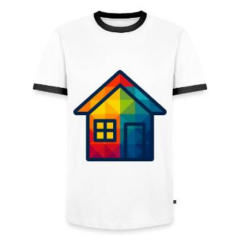 WPAP Polygon Maison jouet pour bébé de style kawaii - T-shirt contrasté Homme - blanc/noir - Devant - AI Model Female 172 light (172cm) & AI Model Male 178 dark (178cm)