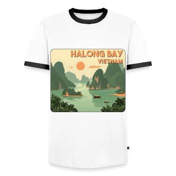 Halong Bucht Vietnam - Männer Kontrast-T-Shirt - Weiß/Schwarz - Vorne - AI Model Female 172 light (172cm) & AI Model Male 178 dark (178cm)