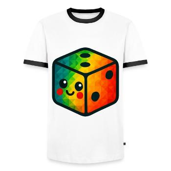 WPAP Polygon Kawaii Style Baby Toy Cube - Men's Ringer Shirt - white/black - Front - AI Model Female 172 light (172cm) & AI Model Male 178 dark (178cm)