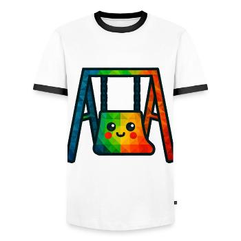 WPAP Polygon Kawaii Stil Baby Spielzeug Schaukel - Männer Kontrast-T-Shirt - Weiß/Schwarz - Vorne - AI Model Female 172 light (172cm) & AI Model Male 178 dark (178cm)