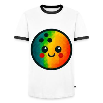 WPAP Polygon Kawaii Style Toy Cone Ball - Men's Ringer Shirt - white/black - Front - AI Model Female 172 light (172cm) & AI Model Male 178 dark (178cm)
