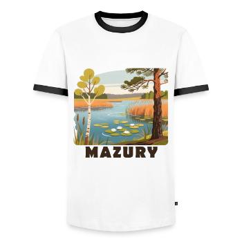 Masuria Mazury Poland - Men's Ringer Shirt - white/black - Front - AI Model Female 172 light (172cm) & AI Model Male 178 dark (178cm)