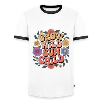 Hippie - Männer Kontrast-T-Shirt - Weiß/Schwarz - Vorne - AI Model Female 172 light (172cm) & AI Model Male 178 dark (178cm)