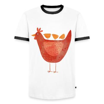 Hen and Chicks - Men's Ringer Shirt - white/black - Front - AI Model Female 172 light (172cm) & AI Model Male 178 dark (178cm)