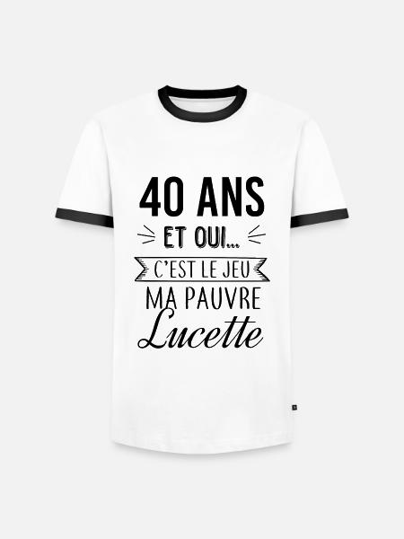 Pauvre Lucette 40 ans - T-shirt contrasté Homme - blanc/noir