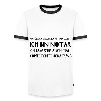 Geschenkidee Notar Kompetenz Selbstgespräch - Männer Kontrast-T-Shirt - Weiß/Schwarz - Vorne - AI Model Female 172 light (172cm) & AI Model Male 178 dark (178cm)