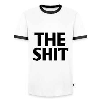 THE SHIT - Männer Kontrast-T-Shirt - Weiß/Schwarz - Vorne - AI Model Female 172 light (172cm) & AI Model Male 178 dark (178cm)