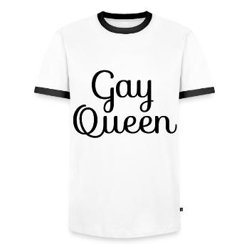 GAY QUEEN - Männer Kontrast-T-Shirt - Weiß/Schwarz - Vorne - AI Model Female 172 light (172cm) & AI Model Male 178 dark (178cm)
