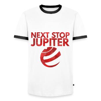 Next stop Jupiter - Männer Kontrast-T-Shirt - Weiß/Schwarz - Vorne - AI Model Female 172 light (172cm) & AI Model Male 178 dark (178cm)
