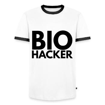 bio hacker - Men's Ringer Shirt - white/black - Front - AI Model Female 172 light (172cm) & AI Model Male 178 dark (178cm)