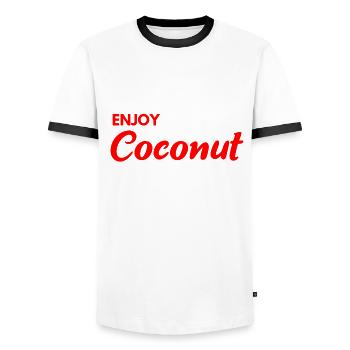 Enjoy Coconut - T-shirt contrasté Homme - blanc/noir - Devant - AI Model Female 172 light (172cm) & AI Model Male 178 dark (178cm)