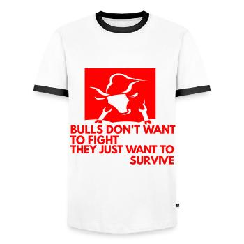 Against bullfighting animal rights activists - Men's Ringer Shirt - white/black - Front - AI Model Female 172 light (172cm) & AI Model Male 178 dark (178cm)