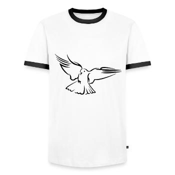 Dove - Men's Ringer Shirt - white/black - Front - AI Model Female 172 light (172cm) & AI Model Male 178 dark (178cm)