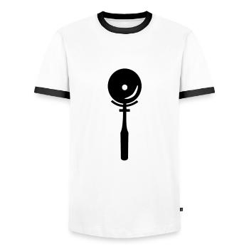 Pizzaschneider - Männer Kontrast-T-Shirt - Weiß/Schwarz - Vorne - AI Model Female 172 light (172cm) & AI Model Male 178 dark (178cm)