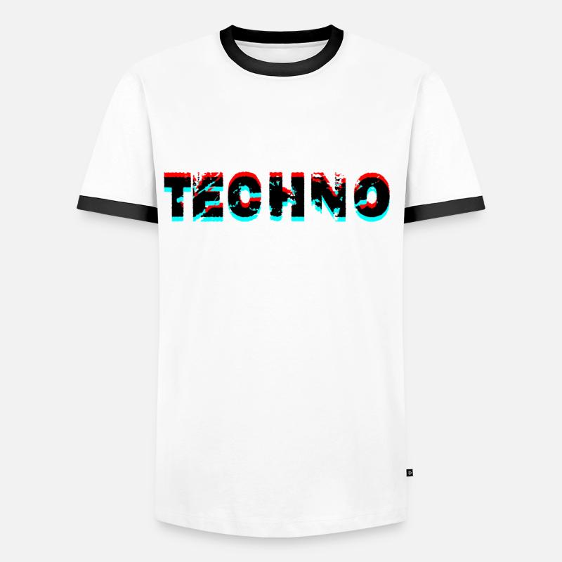 techno music design - Men's Ringer Shirt - white/black