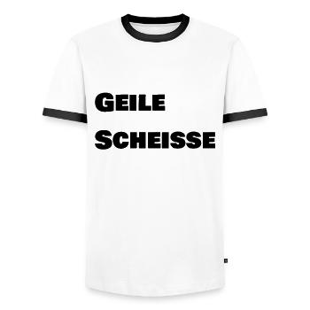 Geile Scheisse - Männer Kontrast-T-Shirt - Weiß/Schwarz - Vorne - AI Model Female 172 light (172cm) & AI Model Male 178 dark (178cm)