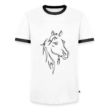 Tête de cheval - T-shirt contrasté Homme - blanc/noir - Devant - AI Model Female 172 light (172cm) & AI Model Male 178 dark (178cm)