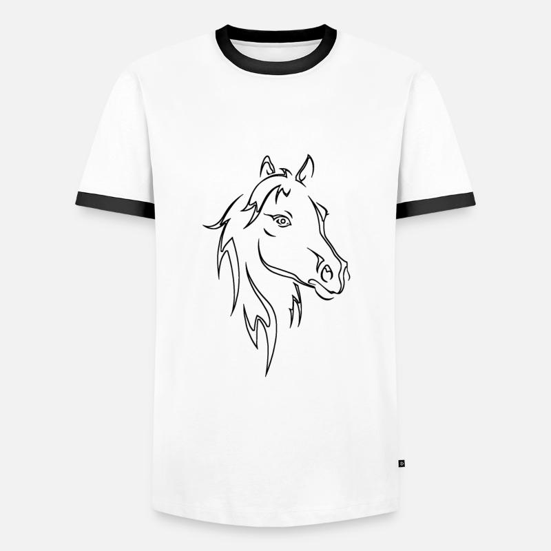 Pferdekopf - Männer Kontrast-T-Shirt - Weiß/Schwarz