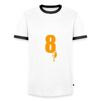 8e anniversaire grimpeur de 8 ans aime le buldering - T-shirt contrasté Homme - blanc/noir - Devant - AI Model Female 172 light (172cm) & AI Model Male 178 dark (178cm)