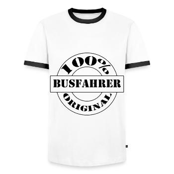 Busfahrer Original - Männer Kontrast-T-Shirt - Weiß/Schwarz - Vorne - AI Model Female 172 light (172cm) & AI Model Male 178 dark (178cm)