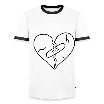 Trennung Liebesaus Liebeskummer Herz Geschenk - Männer Kontrast-T-Shirt - Weiß/Schwarz - Vorne - AI Model Female 172 light (172cm) & AI Model Male 178 dark (178cm)