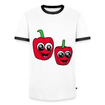 Paprika crazy googly vegan vegan - Men's Ringer Shirt - white/black - Front - AI Model Female 172 light (172cm) & AI Model Male 178 dark (178cm)