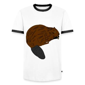 castor - T-shirt contrasté Homme - blanc/noir - Devant - AI Model Female 172 light (172cm) & AI Model Male 178 dark (178cm)