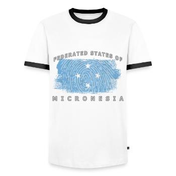 Federated States of Micronesia, Micronesia flag - Men's Ringer Shirt - white/black - Front - AI Model Female 172 light (172cm) & AI Model Male 178 dark (178cm)