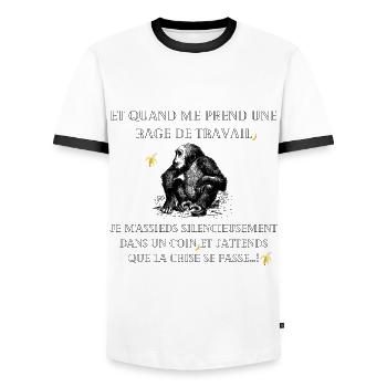 Rage de travail Cadeau humour - T-shirt contrasté Homme - blanc/noir - Devant - AI Model Female 172 light (172cm) & AI Model Male 178 dark (178cm)