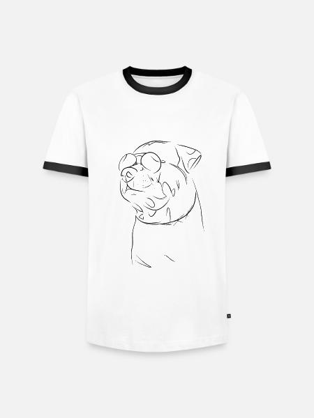 rottweiler - Koszulka męska z kontrastowymi wstawkami - biały/czarny