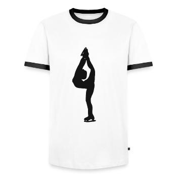 Schlittschuh Eislauf Eiskunstlauf Eiskunstlaufen - Männer Kontrast-T-Shirt - Weiß/Schwarz - Vorne - AI Model Female 172 light (172cm) & AI Model Male 178 dark (178cm)
