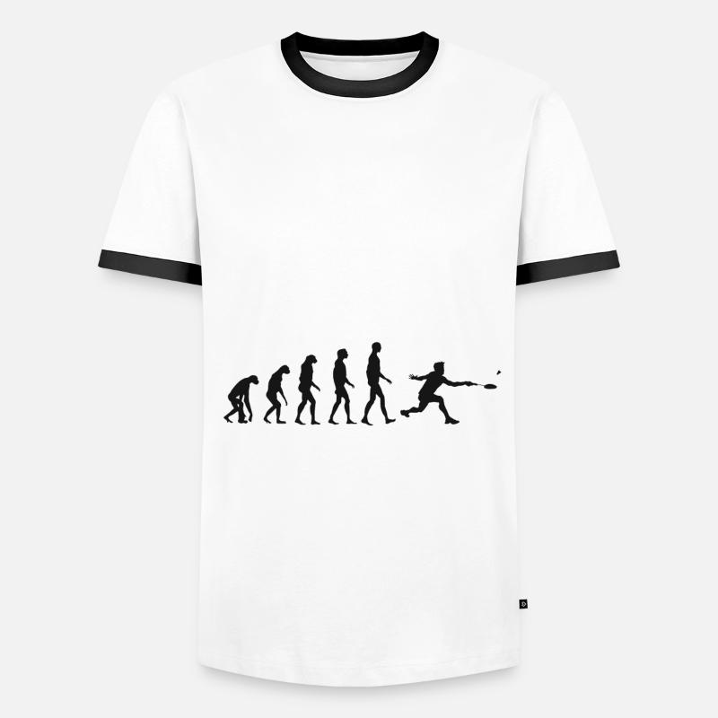 Federball Evolution Badminton Entwicklung Geschenk - Männer Kontrast-T-Shirt - Weiß/Schwarz