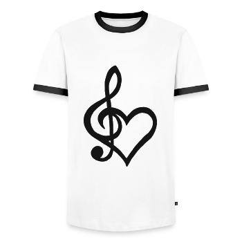 Clef Heart Singer Musique Dance Sing - T-shirt contrasté Homme - blanc/noir - Devant - AI Model Female 172 light (172cm) & AI Model Male 178 dark (178cm)