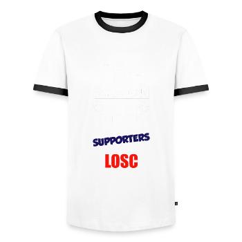 Hommes les meilleurs deviennent supporter de losc - T-shirt contrasté Homme - blanc/noir - Devant - AI Model Female 172 light (172cm) & AI Model Male 178 dark (178cm)