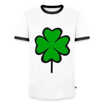 Vierblättriges Kleeblatt Glücksklee Klee Neujahr - Männer Kontrast-T-Shirt - Weiß/Schwarz - Vorne - AI Model Female 172 light (172cm) & AI Model Male 178 dark (178cm)