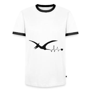 Pterosaur EKG dinosaur heartbeat Pterosauria - Men's Ringer Shirt - white/black - Front - AI Model Female 172 light (172cm) & AI Model Male 178 dark (178cm)
