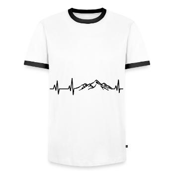 Mountain heartbeat hiking mountains mountaineering mountain range - Men's Ringer Shirt - white/black - Front - AI Model Female 172 light (172cm) & AI Model Male 178 dark (178cm)