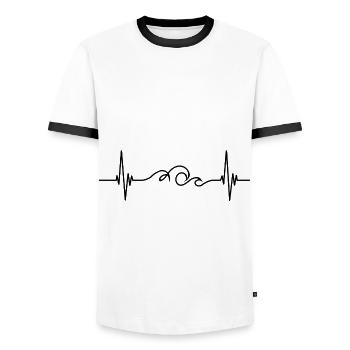 Cadeau de surf surfeur femme vague EKG surf - T-shirt contrasté Homme - blanc/noir - Devant - AI Model Female 172 light (172cm) & AI Model Male 178 dark (178cm)